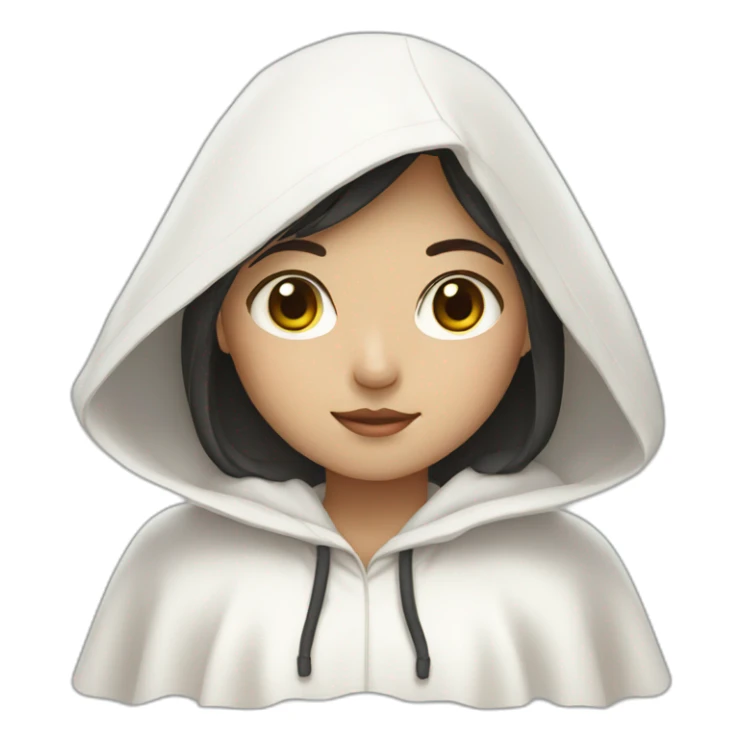 Korean girl with white cape and white hoodie  sticker