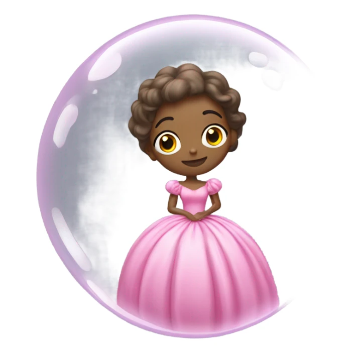 A good wearing a pink ball gown in a floating bubble sticker