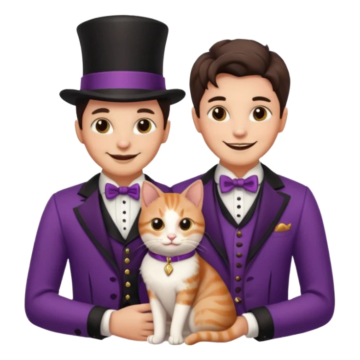 magician couple and their pet cat sticker