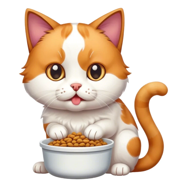 Cat eating dog food sticker