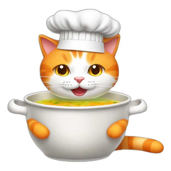 orange and white cat wearing chef hat cooking toxic soup sticker