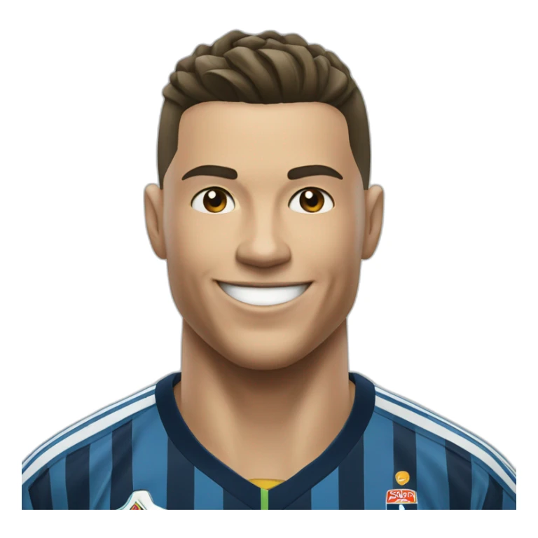 Ronaldo smilling with a soccer ball sticker
