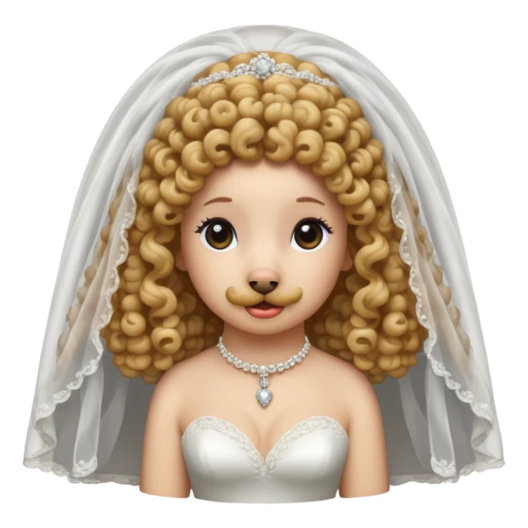 poodle in white veil of bride sticker