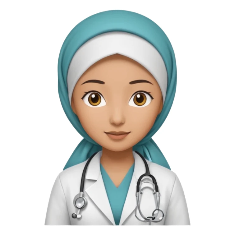 hijab woman doctor, half body sticker