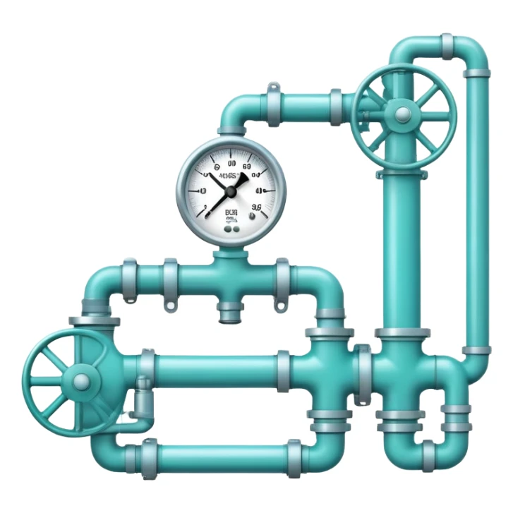 Gas pipeline in cool tones with sky blue, teal green, white, and light gray sticker