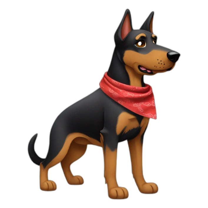 Coonhound/German Shepherd dog wearing small plain red bandana walking left with floppy ears sticker