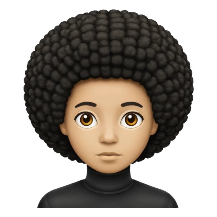  Afro not smiling and black skin color emoji sticker