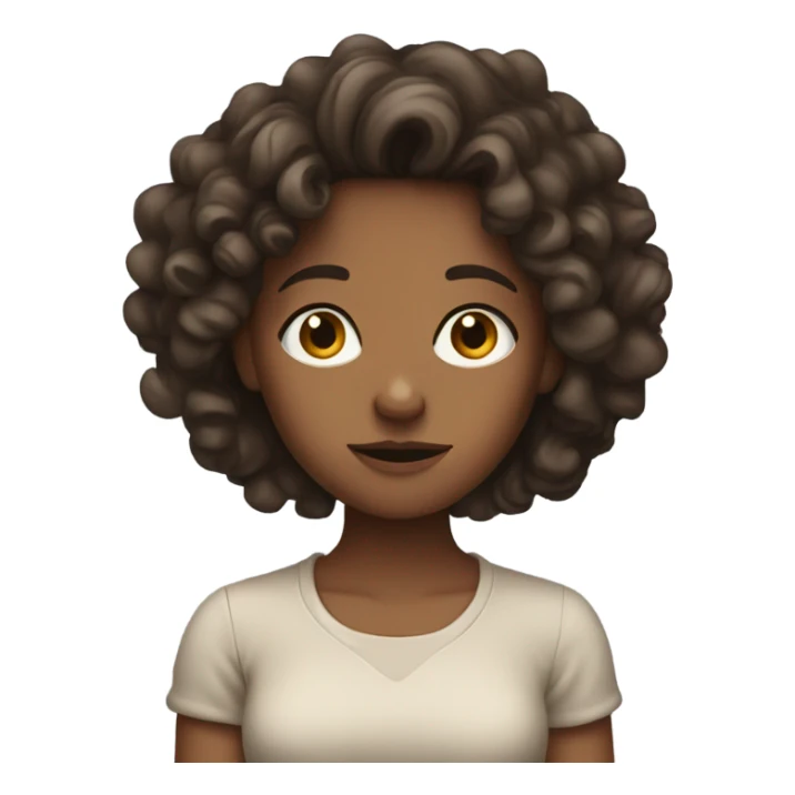 brunette girl with curly hair looking nervous  sticker