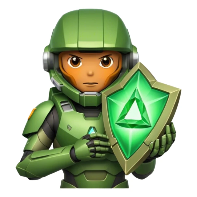 master chief holding a green mystic hollow triangle sticker