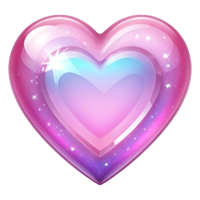 Sparkly glossy pink iridescent glass crystal sparkly  glass heart sticker