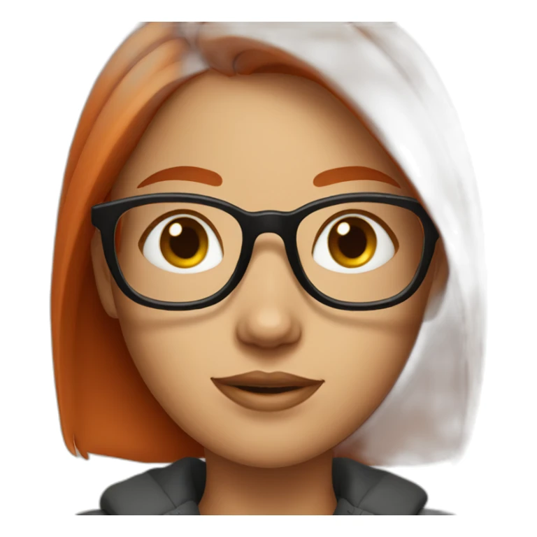 girl with glasses and red tip hair sticker