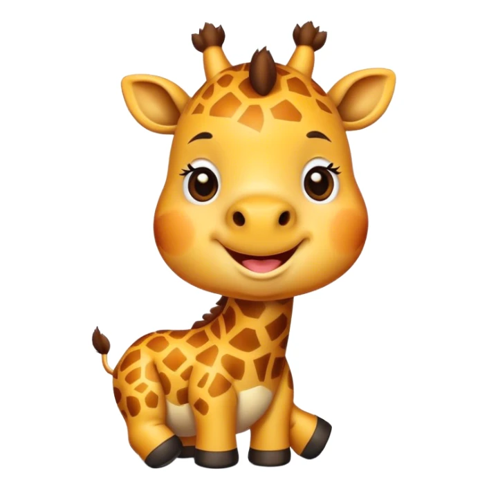 Cartoon short, fat dwarf cute giraffe with a big smile sticker