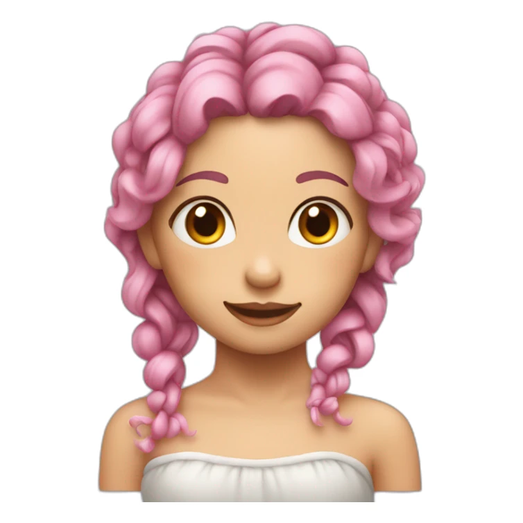 girl with colored hair, braids in bath foam sticker