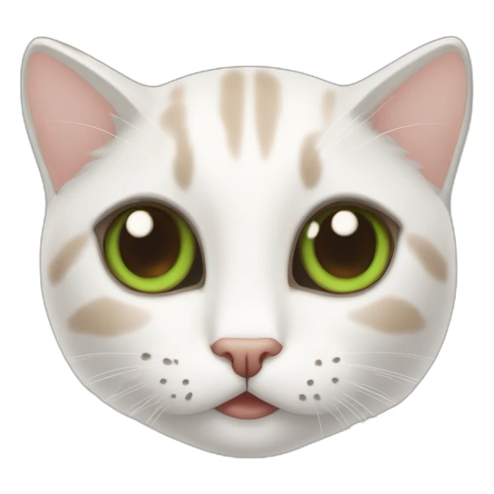 Chat 99% blanc, poil long, yeux verts, oreilles marron sticker