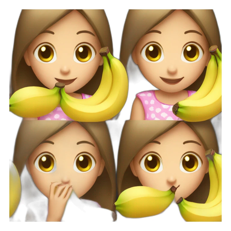 Girl eating 3 banana sticker
