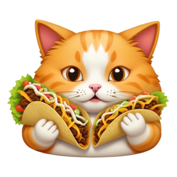 Cat eating a lot of tacos and getting fat sticker