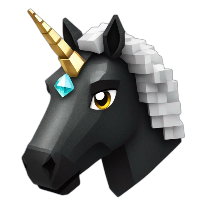 Minecraft Glitter Black Unicorn Head With Diamond Horn sticker