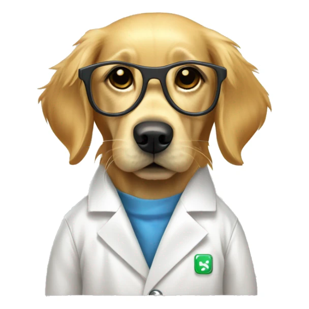 Golden Retriever wearing a lab coat and googles sticker