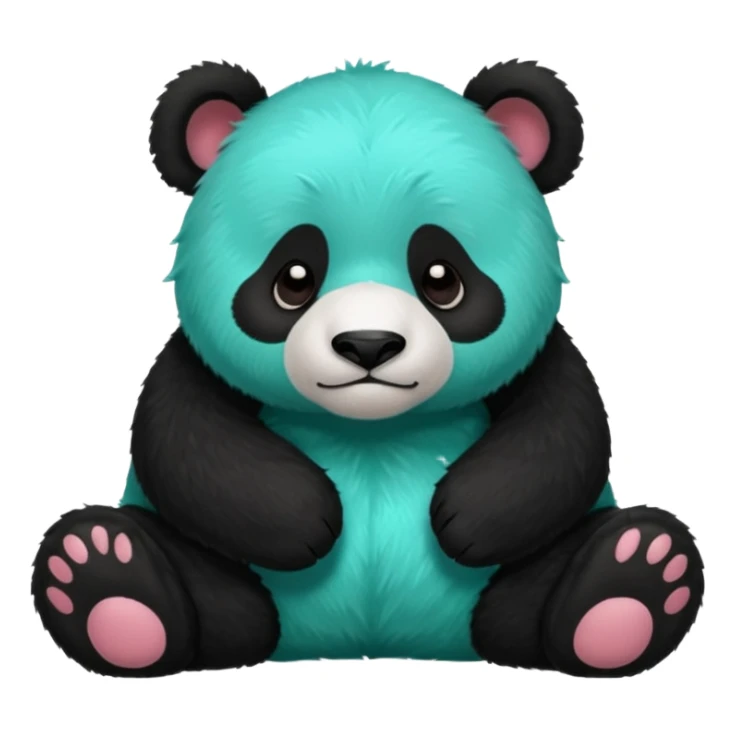 make a cute dark green panda with some furry cyan pjs laying down sticker