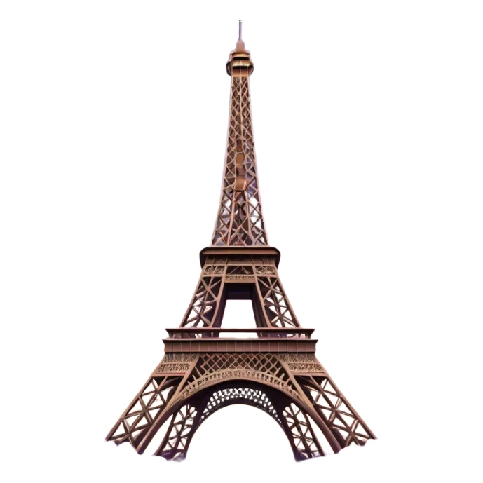 Cinematic Realistic Eiffel Tower Landmark Emoji, depicted with the iconic iron lattice structure against a twilight sky rendered with dramatic, luminous lighting and intricate detail. sticker