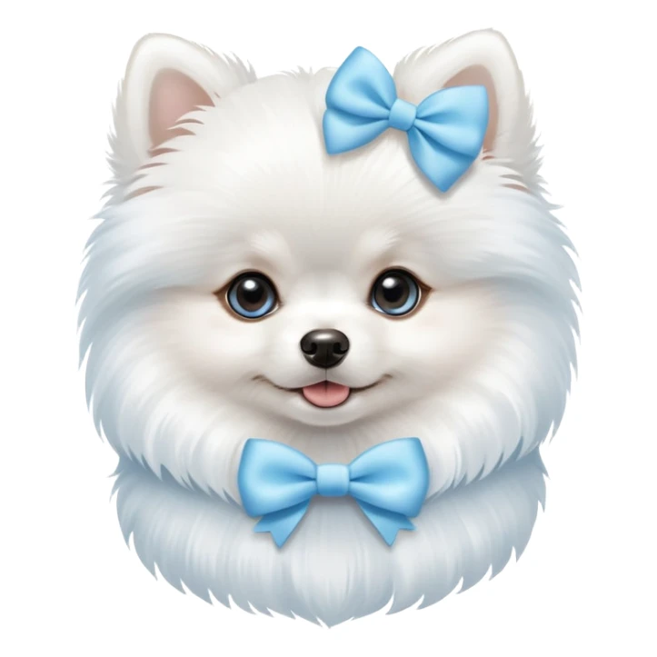 white Pomeranian puppy with baby blue bow  sticker