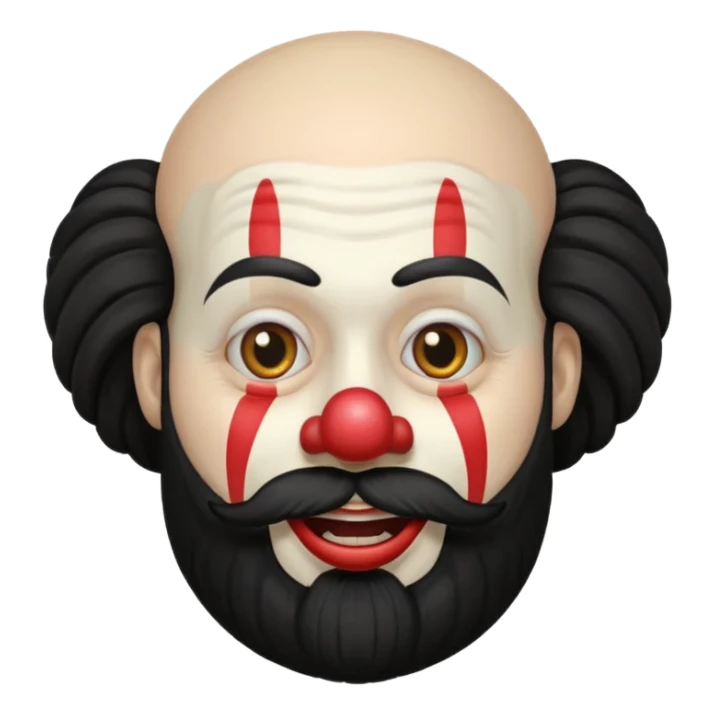 Longest black hair and beard clown bald sticker