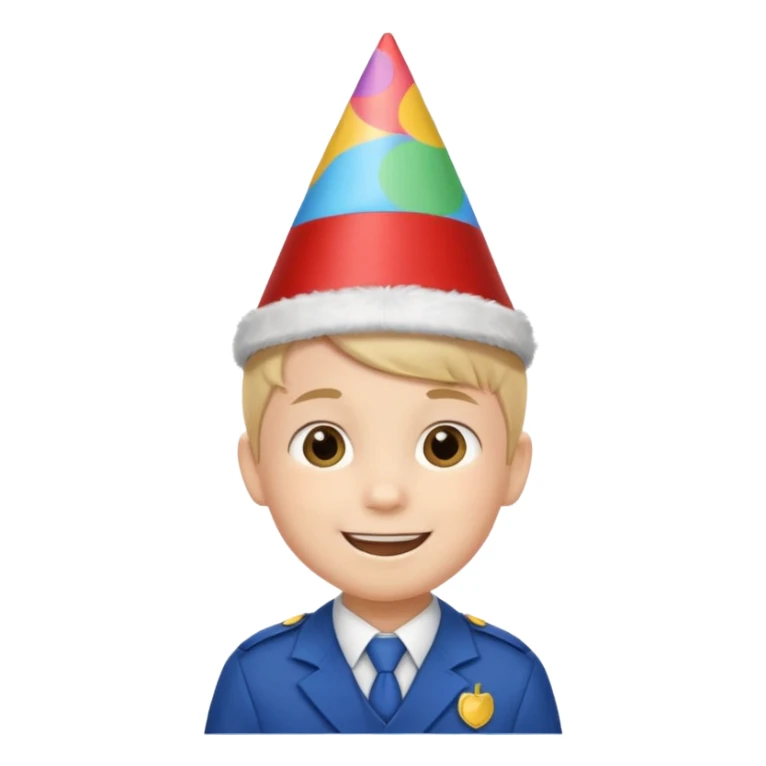 a little boy with birthday hat, wearing uniform student















 sticker