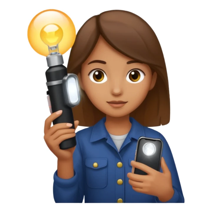 Young girl SMM with Iphone and light in hand sticker