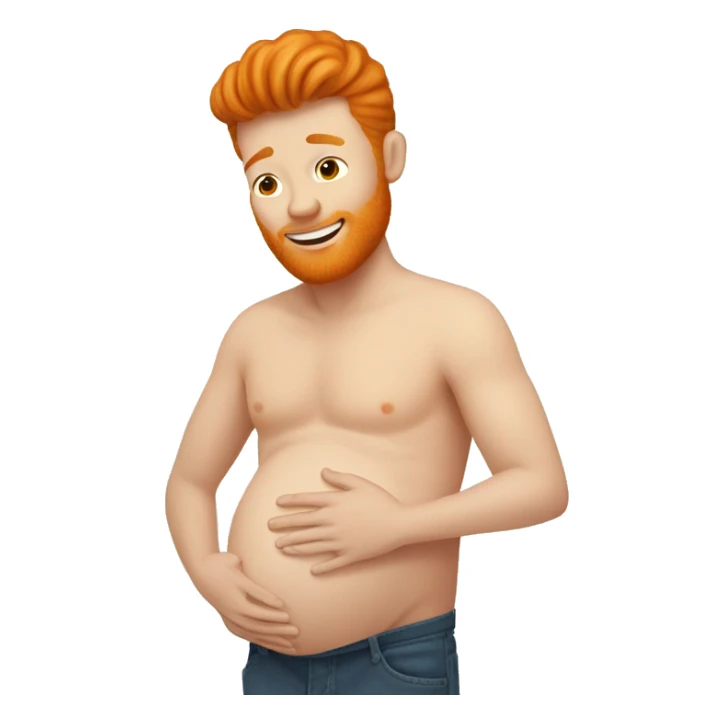 A ginger man who is pregnant and rubbing his belly  sticker