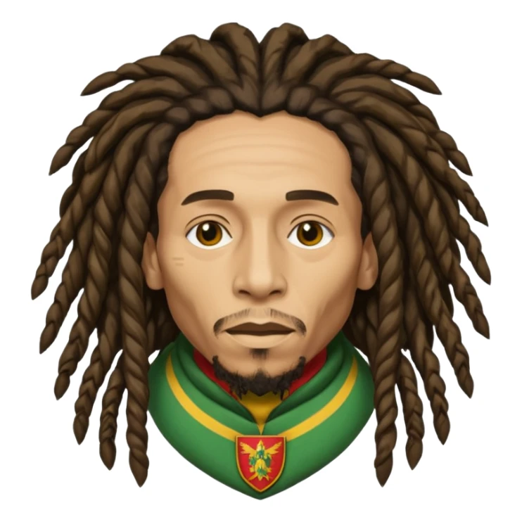 Bob Marley with gigantic dread locks heraldic crest sticker