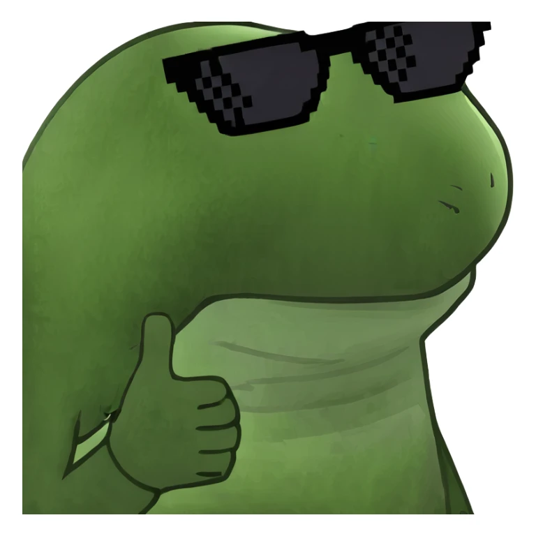 Green frog dancing on beach with sun rays highlighting, happy beach party frog sticker