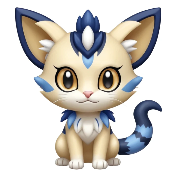 Shiny Cute Adorable Meowth-Litten-Meowstic-Hybrid-Creature with pattern-markings sticker