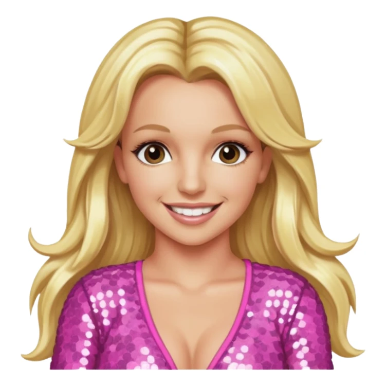 Britney Spears with long blonde hair, pink sequin outfit sticker