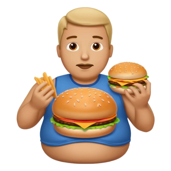 funny and faty body man eat sticker