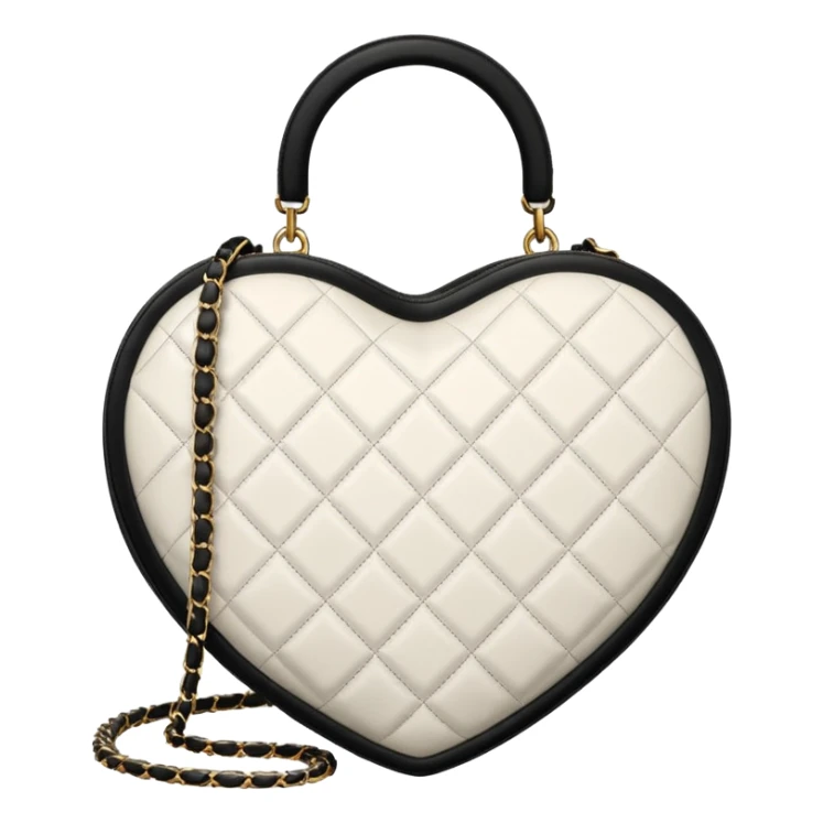 chanel white and black heart shape bag sticker