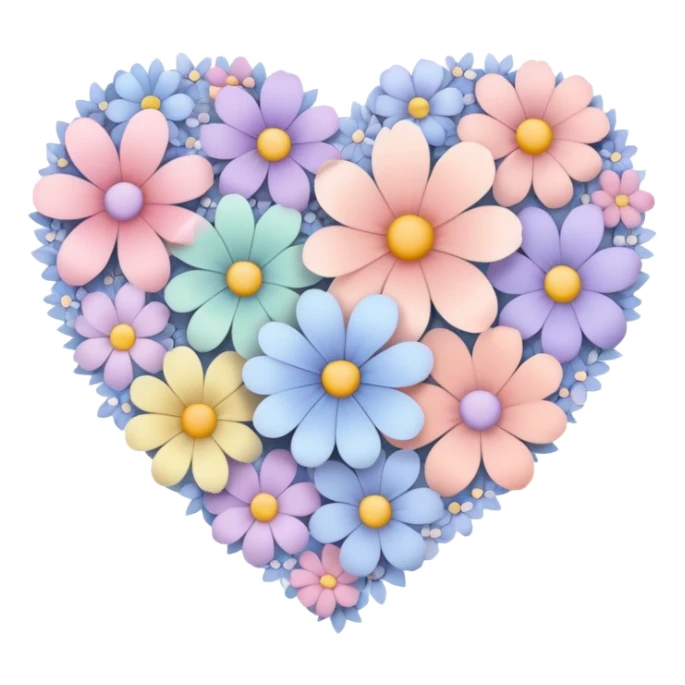 Pastel colors flower heart sticker