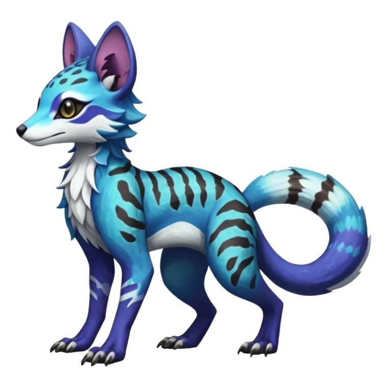 Rare realistic shiny exotic cute epic pretty beautiful handsome gorgeous aesthetic colorful vibrant Vernid-Protogen-Primagen-Sergal-Wickerbeast-Genet-Trico-species-Fakemon-hybrid-creature by LiLaiRa, beautiful intricate markings, full body sticker