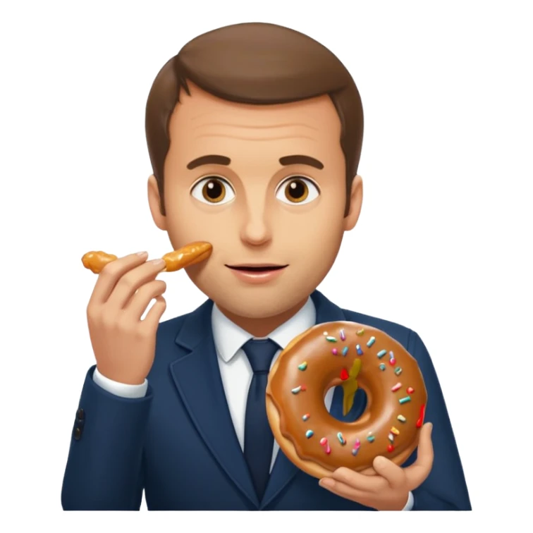 Emanuel macron qui mange un donute sticker