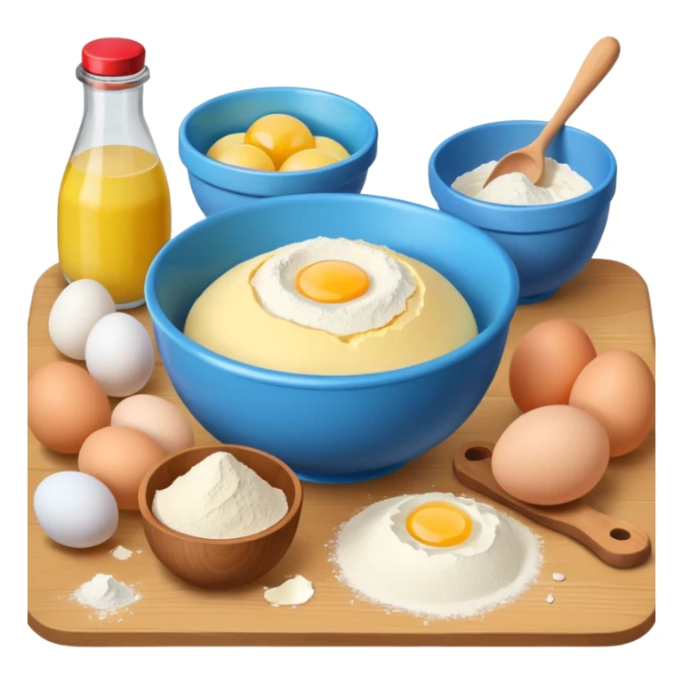 baking ingredients next to a mixing bowl sticker