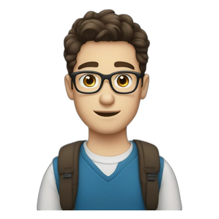 Brunette white boy with blue eyes with glasses sticker