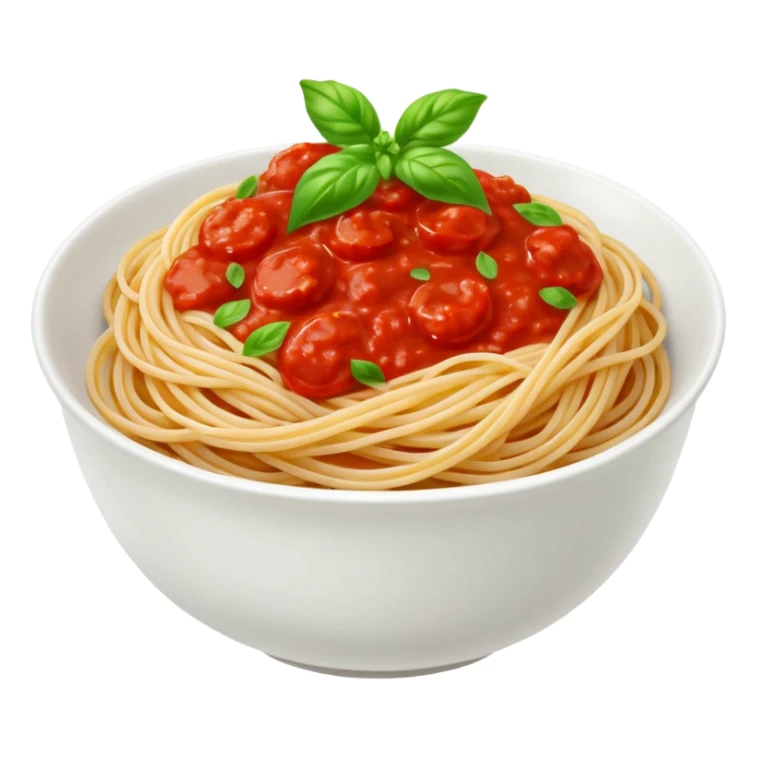 Draw a bowl of spaghetti pasta with tomato sauce & basil garnish. sticker