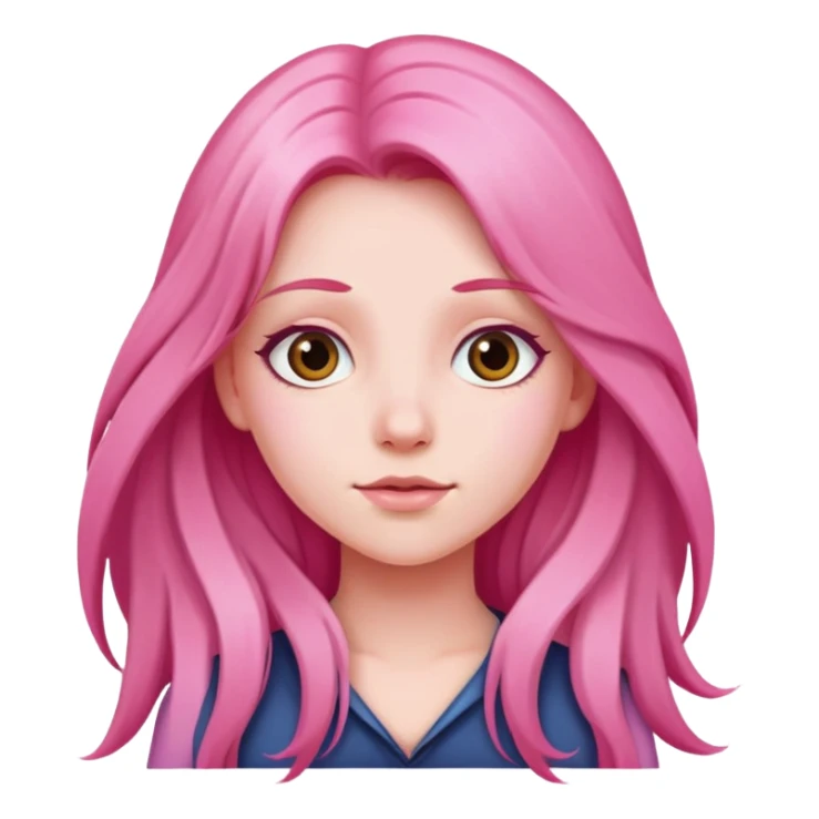 Girl pink long hair sticker