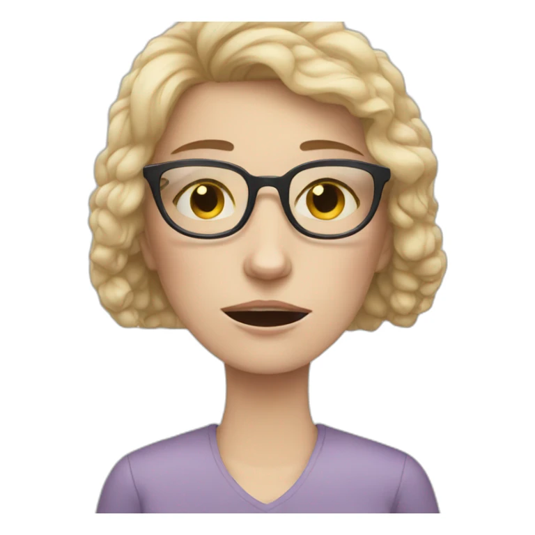 A white woman with glasses crying with her cat sticker