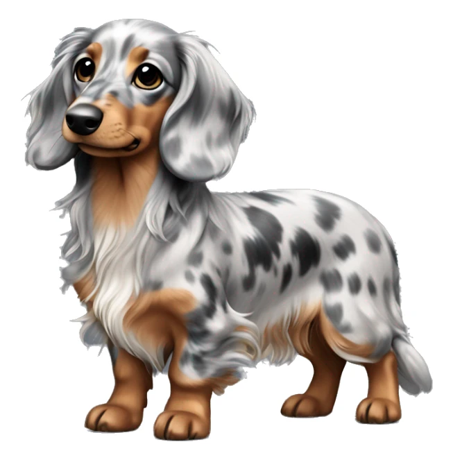 Gray Merle long haired Dachshund puppy full body sticker