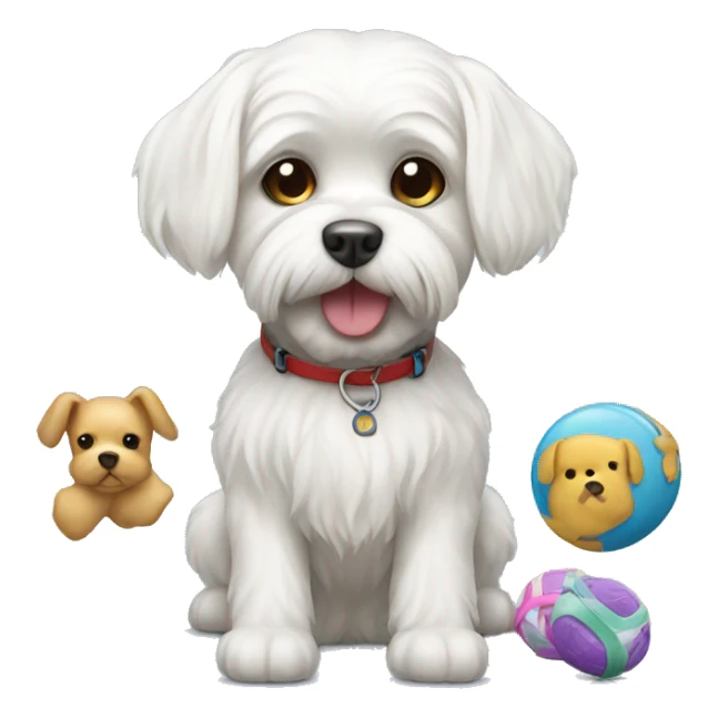 dog Maltese with toys sticker