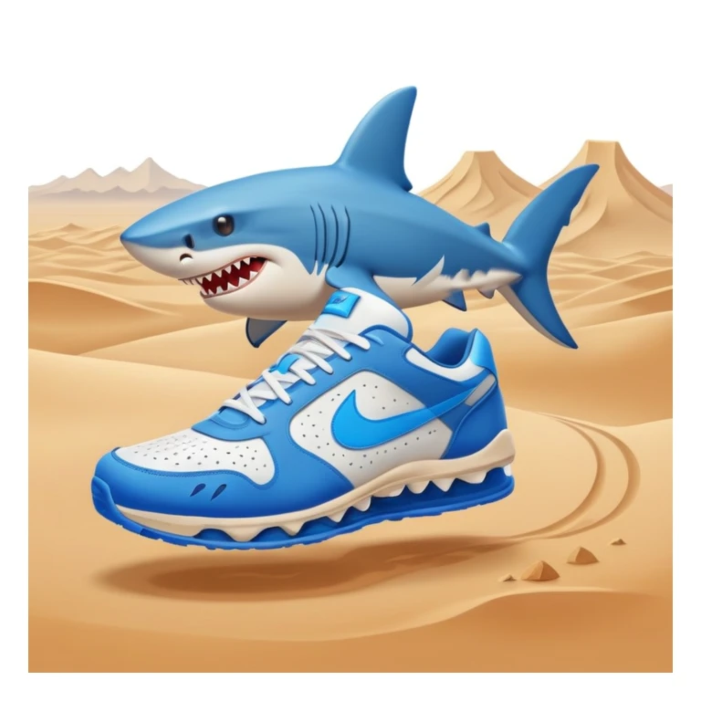 Has tiburón con tenis Nike azul en el desierto  sticker