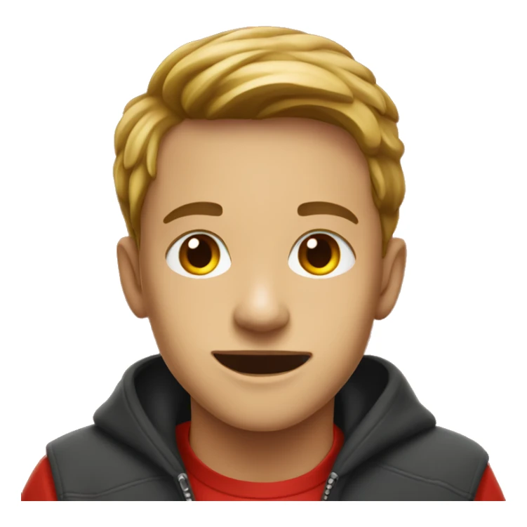 confident boy in red hoodie add snake tongue sticker