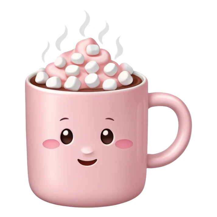 Light Pink mug of hot chocolate with marshmallows  sticker