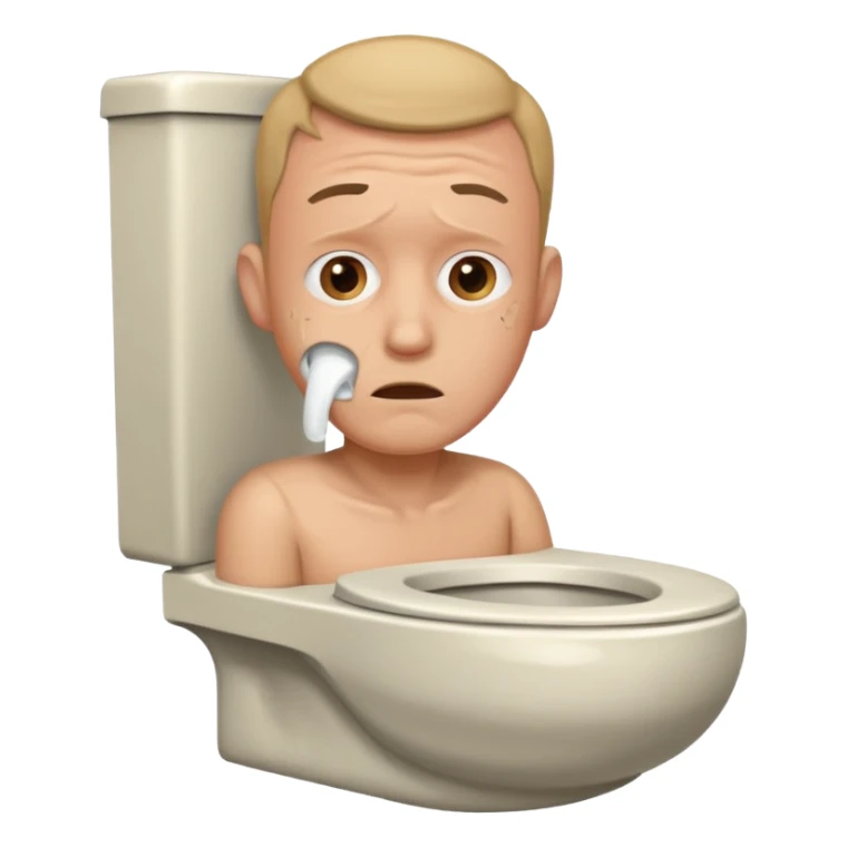 Man Head in toilet with neck sticker