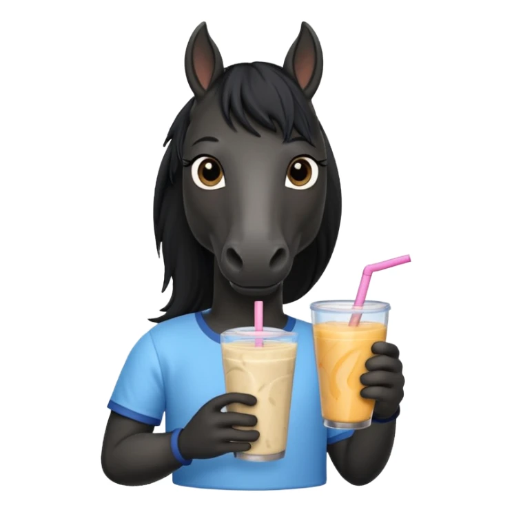 black horse with shirt character holding smoothie sticker